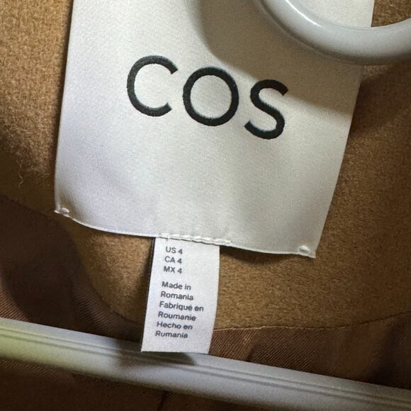 COS HOODED WOOL LONG DUFFLE COAT - CAMEL - Picture 4 of 4